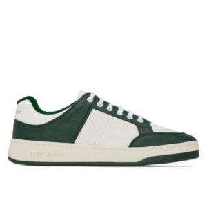 Saint Laurent Unisex Sl/61 Sneakers In Perforated Leather Dark Green
