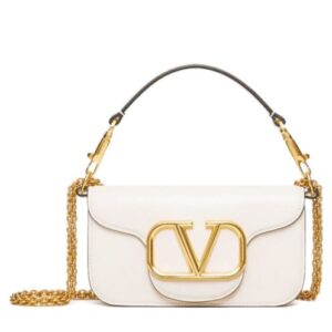 Valentino Loco Small Shoulder Bag In Calfskin Cream