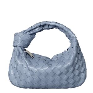 Bottega Veneta Rounded mini hobo bag in woven leather Light Blue