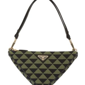 Prada Symbole Leather And Fabric Mini Bag 1BC176 Green