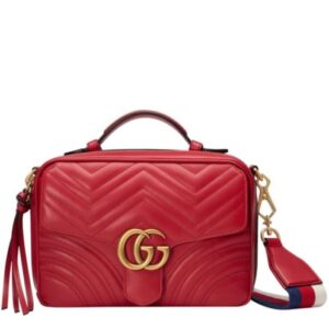 Gucci GG Marmont matelasse top handle bag 498100 Red