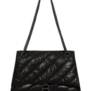 Balenciaga Crush Medium Chain Bag Quilted Black