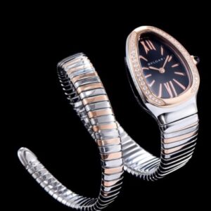 Bvlgari 18-carat pink-gold and steel watch Black