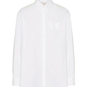 Valentino Women's Butterfly Embroidered Cotton Poplin Shirt White