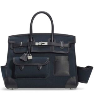 Hermes Birkin 35 Canvas & Swift Leather Cargo Dark Blue