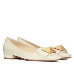 Valentino Garavani one Stud Patent Leather Ballet Flats Cream