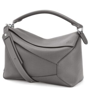 Loewe Large Puzzle Bag In Grained Calfskin Gray