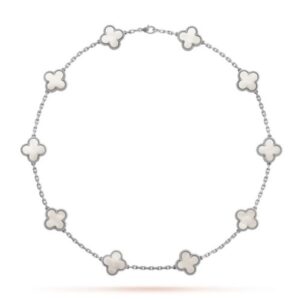 Van Cleef & Arpels Women's Vintage Alhambra Necklace, 10 Motifs Silver