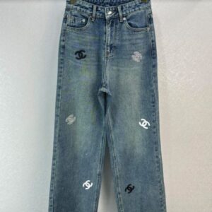 Chanel Women's Straight Jeans Dark Blue