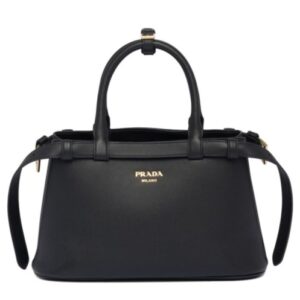 Prada Small Leather Handbag With Belt 1BA418 Black