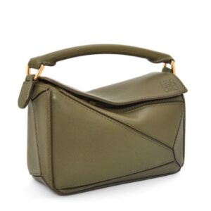 Loewe Mini Puzzle Bag In Classic Calfskin Green