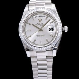 Rolex Men s Stainless Steel Watch With Diamond White