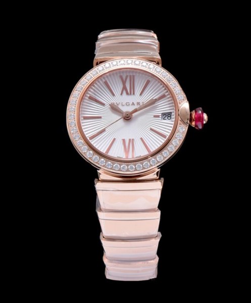 Bvlgari Lvcea Rose Gold Case With Diamonds Automatic Watch White