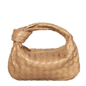 Bottega Veneta Rounded mini hobo bag in woven leather Apricot