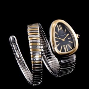Bvlgari Serpenti 18ct pink-gold and stainless steel watch Black