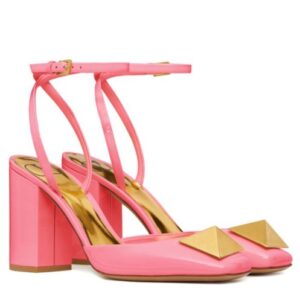 Valentino Women's One Stud Pump In Patent Leather 90MM Peachblow
