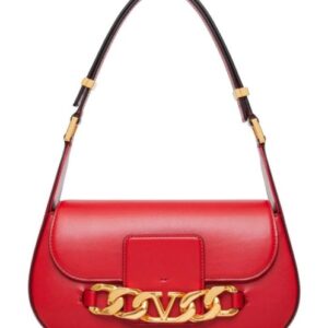Valentino Vlogo Chain Shoulder Bag In Calfskin Red