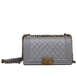 Chanel Lambskin Medium Boy Bag A67086 Gray