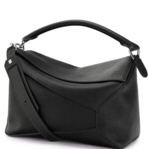 Loewe Large Puzzle Bag In Grained Calfskin Black