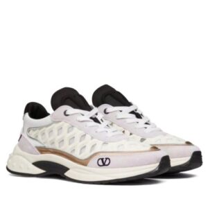 Valentino Unisex Sneaker Ready Go Runner In Tessuto e Pelle White