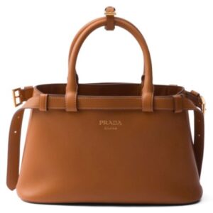 Prada Small Leather Handbag With Belt 1BA418 Coffee