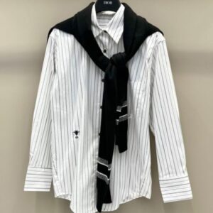 Christian Dior Women's Striped Shawl Shirt White