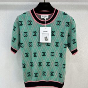 Chanel Women's Knitting Logo T-shirt Green