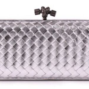 Bottega Veneta Intrecciato Larger Clutch Silver