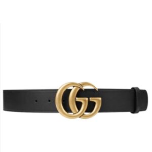 Gucci Leather belt with double G buckle for man Black