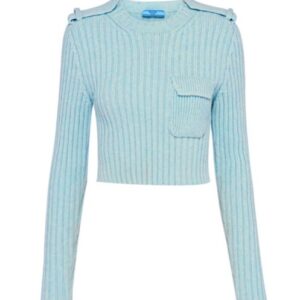 Prada Women's Wool And Cashmere Crew-neck Sweater Light Blue