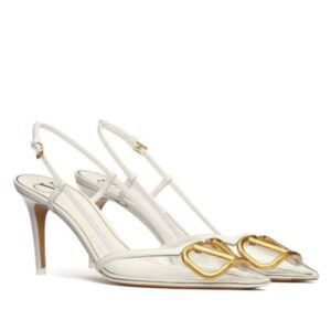 Valentino Women's Vlogo Signature Slingback Pump In Transparent Polymer Material 80MM Cream