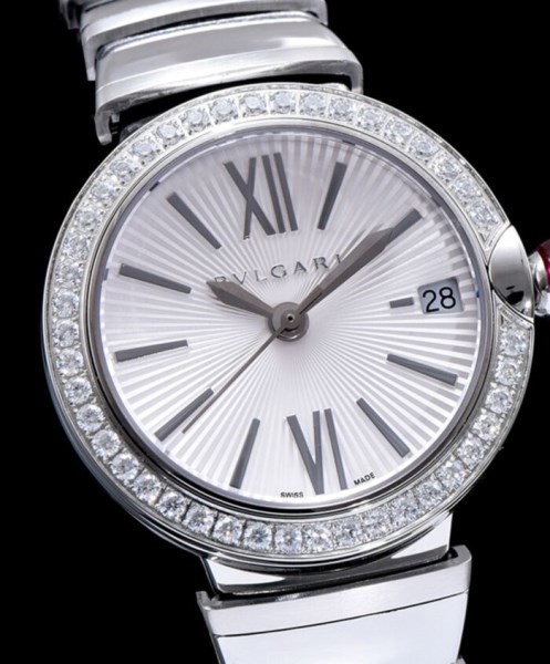 Bvlgari Lvcea Sliver tone Case With Diamonds Automatic Watch White - Image 2