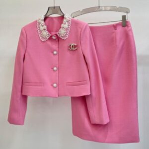 Chanel Women's Blazer And Skirt Set Pink