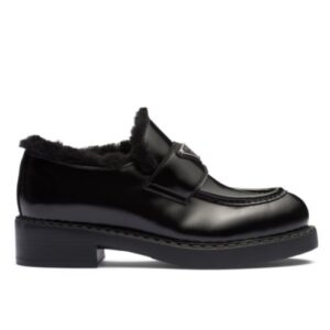Prada Women's Brushed Leather Loafers 1D246M Black