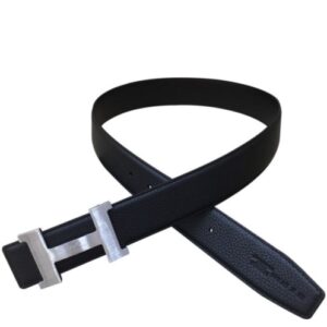 Hermes Men's H belt buckle & leather strap Black