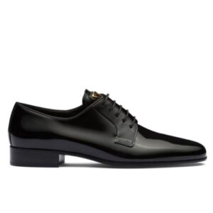 Prada Women's Patent Leather Lace-up Shoes 1E366 Black
