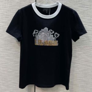 Chanel Women's Embroidered Graphic T-shirt Black