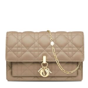 Christian Dior Lady Dior Chain Pouch Apricot