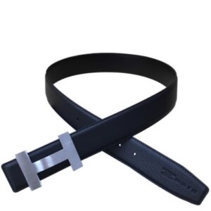 Hermes Men's H belt buckle & leather strap Black