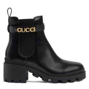 Gucci Women's Mid-Heel Boot With Logo 734909 Black