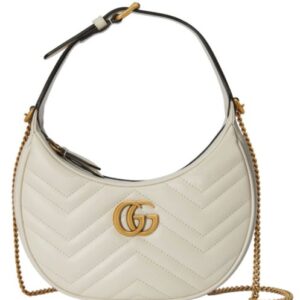 Gucci GG Marmont Half-moon-shaped Mini Bag Cream