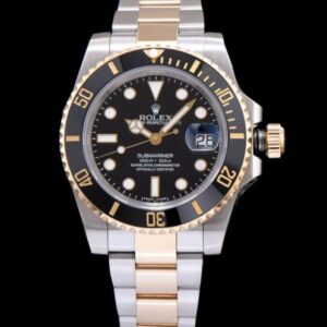 Rolex Submariner Two Tone Oyster Perpetual Watch Black