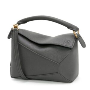 Loewe Mini Puzzle Bag In Soft Grained Calfskin Dark Gray
