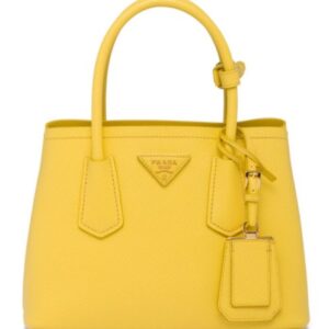 Prada Double Saffiano Leather Mini Bag Yellow
