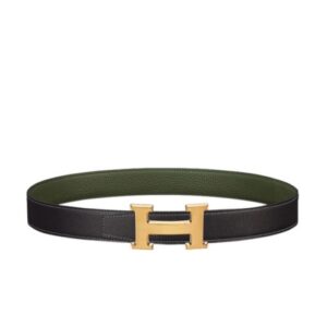 Hermes H Belt Buckle & Reversible Leather Strap 32mm Black