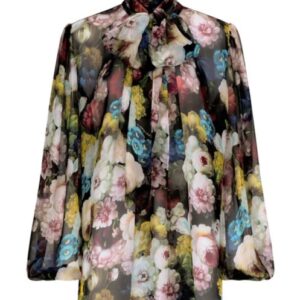 Dolce & Gabbana Women's Night Flower Print Chiffon Shirt Polychrome