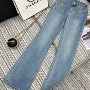 Chanel Women's Straight Jeans Dark Blue