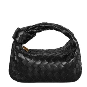 Bottega Veneta Rounded mini hobo bag in woven leather Black