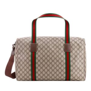 Gucci Large Duffle Bag With Web 758664 Dark Coffee