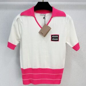 Miumiu Women's Knitted T-shirt Peachblow